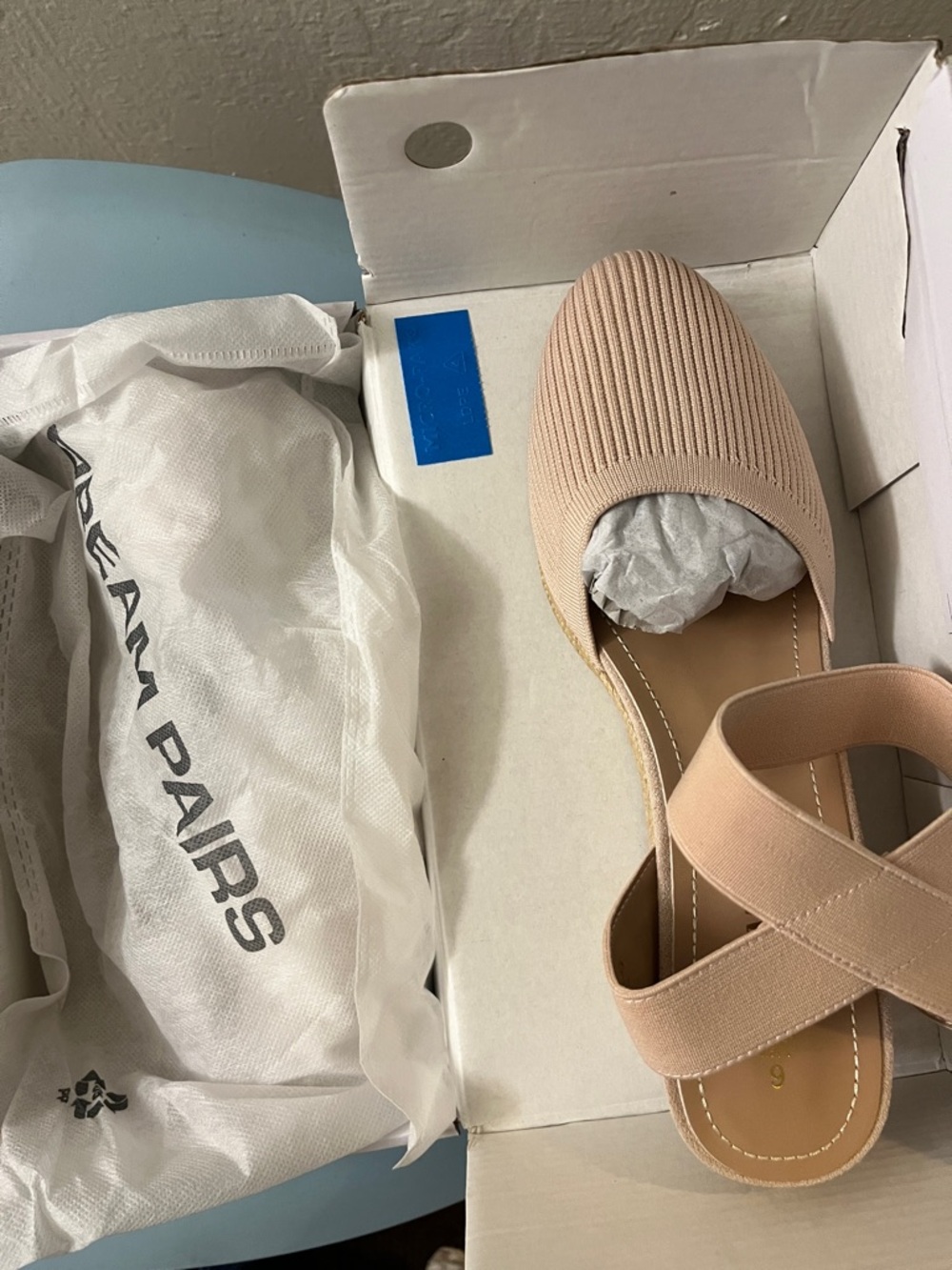 Womens Nude Knit Slingback Wedges